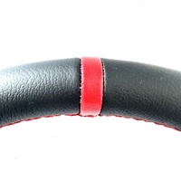Volant de simulation de course en cuir microfibre, diamètre 330 mm, avec bande rouge et surpiqûres