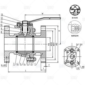 Robinet à bille à bride ANSI Q41F-300LB avec traitement thermique FRAS et tige anti-éclatement à bille solide - Product Image 2