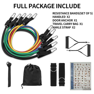 Gedeng tập thể dục đàn hồi tập thể dục ban nhạc Ống 11 pcs Resistance Band Set tập thể dục gói tùy chỉnh/ - Product Image 4