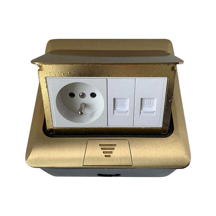 Factory Supply Copper Alloy 16A Pop up Computer Internet Electrical Power Waterproof Floor Pop up Socket Outlet for TEL