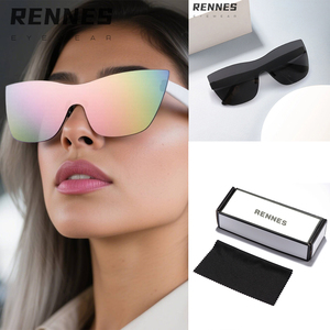 Lunettes de soleil unisexes de haute qualité, style œil de chat, protection solaire extérieure, sans monture, UV400, personnalisées, pour la photographie de rue, miroir Rennes - Product Image 2