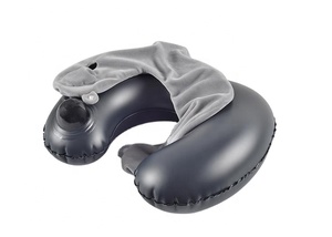 Auto de la bomba de la prensa de apoyo TPU forma plegable Flocado de viaje inflable almohada <span class=keywords><strong>para</strong></span> el cuello con el bolso - Product Image 3