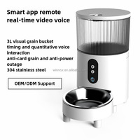 Distributore Automatico di Cibo per Animali Domestici WiFi Smart 3L con Ciotola in Acciaio Inox, Controllo Remoto via App, Registrazione Vocale, Portatile