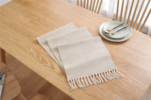 Runner da tavolo <span class=keywords><strong>Beige</strong></span> con struttura bianca con decorazioni da tavola rifinite in nappa per la festa nuziale della <span class=keywords><strong>cucina</strong></span> della sala da pranzo - Product Image 5