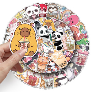 50 Uds lindo Animal Tea Time pegatinas de grafiti personalizadas cuaderno decorativo nevera papelería niños juguetes DIY regalos