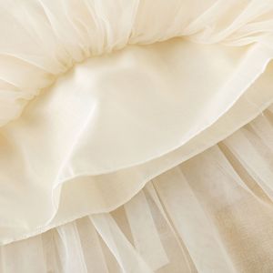 Vestido de gasa con volantes para niñas, estilo dulce, color liso, falda en línea A para niñas - Product Image 4