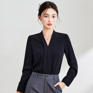 Chemise professionnelle formelle pour femmes, style occidental, polyester/coton, manches longues, pour les entretiens des fonctionnaires - Product Image 4