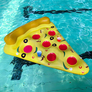 Colchoneta inflable flotante con forma de pizza, tumbona acuática de verano para adultos, cama flotante colorida para entretenimiento, soporte para piscina. - Product Image 3