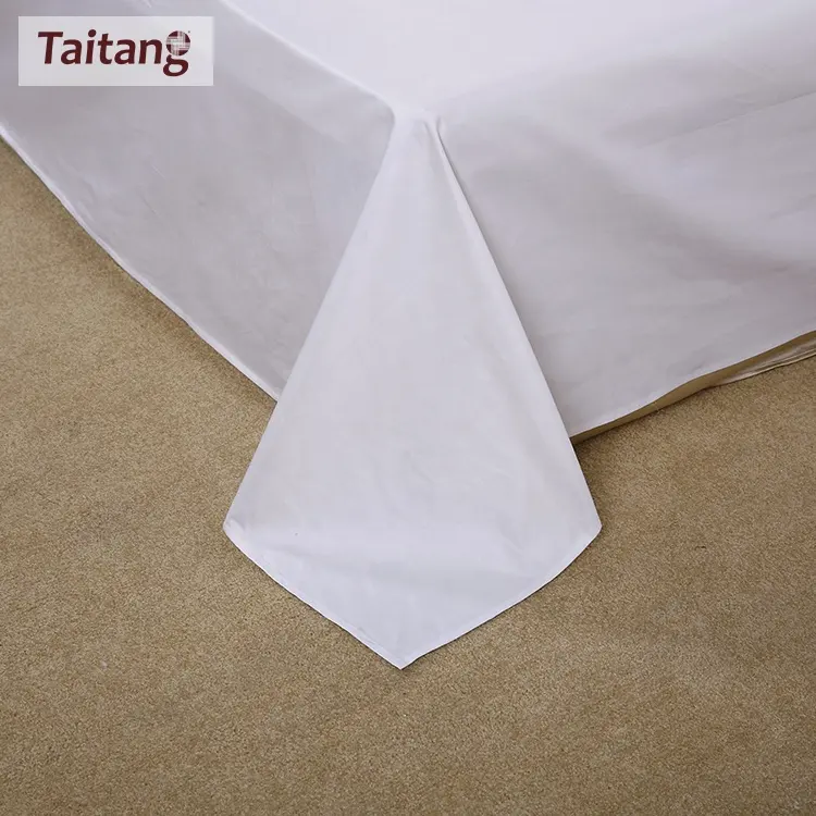 Taitang Hotel linge de lit drap de lit luxe blanc ensemble de literie reine roi 100% coton ensemble de draps