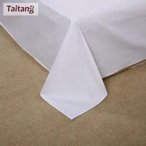 Taitang Khách Sạn Khăn Trải Giường Bedsheet Sang Trọng Bộ Đồ Giường Trắng Đặt Nữ Hoàng Vua 100% Cotton Tấm Ga Trải Giường Bộ