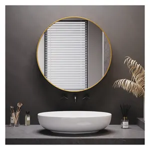 Modern Luxury Gold Wall Mounted Bathroom Livingroom Bedroom Makeup Round Shape Metal Frame Decor Mirrors