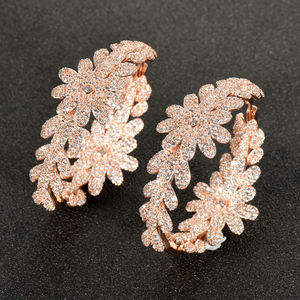 HIBRIDE lujo chapado en oro Micro CZ Pave gran pendiente de aro pesado para mujer accesorios de boda criollos D'Oreilles Femme - Product Image 3