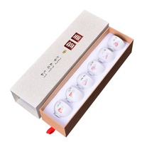 Juego de tazas de té con estampado de flores chinas de lujo personalizado, caja de regalo con cajón, caja de cartón para tazas de té y platillos