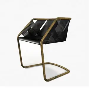 อิตาเลี่ยนMinimalist Designเก้าอี้บาร์โลหะHigh-Endฮาร์ดแวร์อานหนังแถบเก้าอี้ห้องนั่งเล่นห้องรับประทานอาหารเก้าอี้อาน