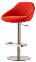 Tabouret de bar moderne en tissu rouge réglable avec base pivotante en acier inoxydable pour cuisine et café