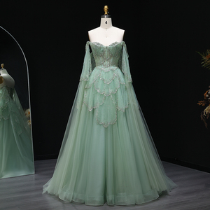 green velvet off the shoulder dress Mermaid Off-shoulder Long Dark Green Velvet Prom Dresses, PD0597 –  MarryLover main image 1