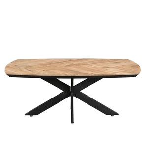 Maverick Contemporary Natural <b>Wood</b> Herringbone Top Coffee Table | Rectangular | Iron <b>Star</b> Base | Home Office Living Room - Product Image 1