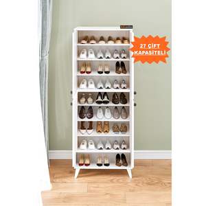 Organiseur de garde-manger moderne à 9 étagères en bois Sonomo blanc à 4 portes pour boîtes à chaussures et organiseurs - Product Image 5