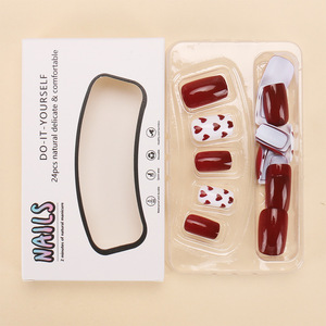 <span class=keywords><strong>Uñas</strong></span> Postizas de San Valentín, <span class=keywords><strong>Uñas</strong></span> Acrílicas Reutilizables con Diseño de Corazón Rojo y Blanco Brillante, para Fiestas y Uso Diario - Product Image 5