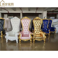 Chaises game of thrones de reine à l'image dorée, meubles de salon, chaise grande taille, incurvée, en bois massif, siège d'amour, pour mariage