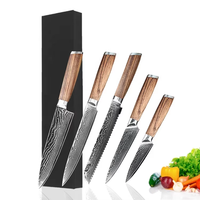 Couteau Santoku à manche en bois d'olivier ambré AUS10 Core Damas Steel 73 Layers Razor Sharp Kitchen Knives