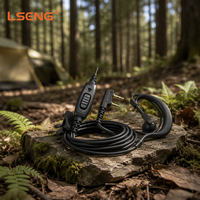 Headset Walkie Talkie Bentuk G Earhook 2 Pin K Port Earpiece Radio Dua Arah Dengan Mikrofon PTT Inline untuk Walkie Talkie Genggam