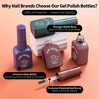 Flacon de vernis à ongles en gel de 10 ml, finition nacrée, flacon en verre avec bouchon et pinceau, flacon vide personnalisable avec logo