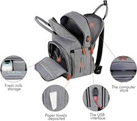 Große Kapazität Wasserdichte Wochenendtasche für Mütter Wickelrucksack mit Wickelstation und USB-Anschluss für Väter