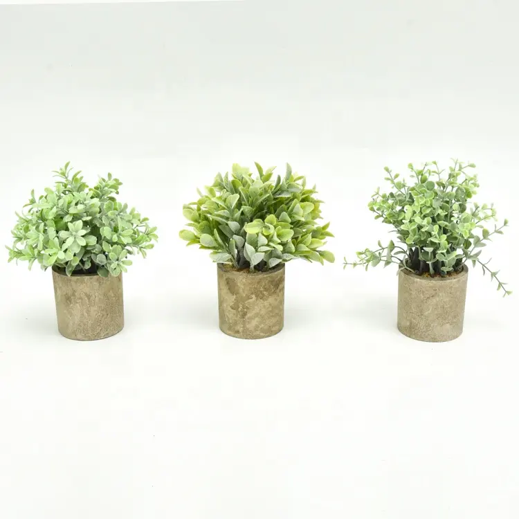 Venta Mini pulpa macetas de plantas artificiales de imitación verde planta para la decoración del hogar
