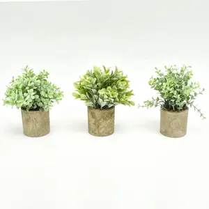 最畅销的迷你纸浆盆栽仿真植物，塑料人造绿植盆栽家居装饰