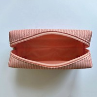 Tas Kosmetik PVC Bubble Fabric Terbaru, Laris Manis, Kapasitas Besar, Bordir Garis-Garis, Tas Perjalanan