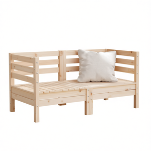 Sofá Modular de Madera de Pino para Jardín, Dos Plazas, Construcción Sólida, Muebles de Exterior, Diseño Minimalista - Product Image 1