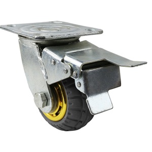 Solid Rubber Caster Wheel Industrial Trolley Swivel Plate Mounted Brake Wheel for Scaffold and Utility Cart - Product Image 5