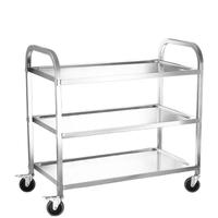 Chariot de cuisine à 2 niveaux en acier inoxydable, vente en gros directe d'usine, avec roulettes silencieuses pour hôtels, restaurants et services de traiteur