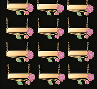 Collier pendentif rose florale vierge en acier inoxydable électroplaqué gravé au laser, barre nominative personnalisable, bijou de fête pour femme, cadeau