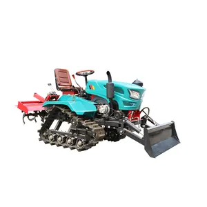 Tracteur agricole moderne, cultivateur rotatif sur chenilles multifonction à moteur diesel, bonne aide pour une agriculture efficace