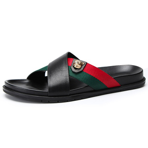 Ciabatte da <span class=keywords><strong>Uomo</strong></span> per Esterni Estate 2020, <span class=keywords><strong>Sandali</strong></span> da Spiaggia Trendy Antiscivolo in Vera Pelle con Suola Morbida, Adatti per l'Uso all'Aperto - Product Image 1
