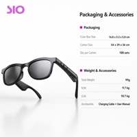 Lunettes audio intelligentes IA : commande vocale, enregistrement audio de réunions, appels mains libres, lunettes connectées