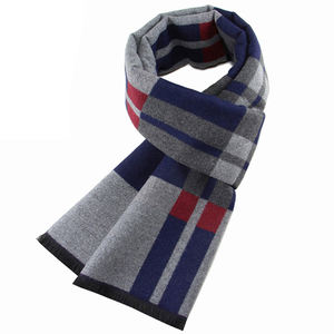 <span class=keywords><strong>Sciarpa</strong></span> lunga da uomo di moda invernale classica con collo a quadri in poliestere blu Navy <span class=keywords><strong>sciarpa</strong></span> da lavoro calda e spessa nera all'ingrosso - Product Image 3