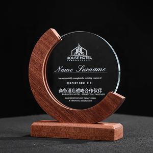 ميدالية خشبية مستديرة مخصصة نصف حافة خشبية كريستالية ميدالية جائزة الحوافز - Product Image 1