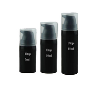 Mini flacon pulvérisateur sans air noir mat 5ml 10ml 15ml avec garniture or rose sérigraphiée pour sérum et lotion de soin de la peau