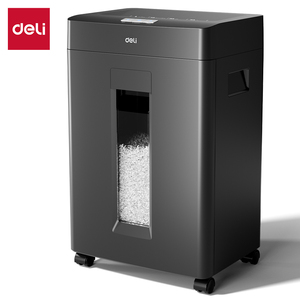 Deli ET094 Déchiqueteur de papier d'affaires noir allemand P5 haut niveau de sécurité continu 60 minutes lame dure 8 feuilles/temps 23L Bin - Product Image 1