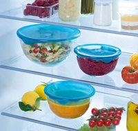 Ensemble de bols à salade en borosilicate poli, écologiques, personnalisables et compatibles micro-ondes, avec couvercle, vente en gros