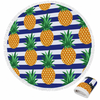 New Summer Large Serviette De Plage Microfiber Circle Beach Towel Custom Printed Pineapple Round Beach Towels With Tassel