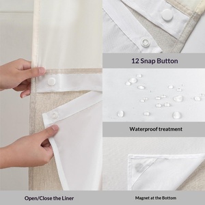 <span class=keywords><strong>Rideau</strong></span> de <span class=keywords><strong>douche</strong></span> classique minimaliste en lin texturé avec doublure en polyester, rideaux de <span class=keywords><strong>douche</strong></span> imperméables sans crochets pour la salle de bain - Product Image 3