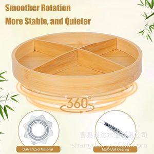 Cross-border wooden kitchen round <b>spice</b> <b>rack</b>, <b>rotatable</b> household tabletop solid wood seasoning organizer - Product Image 1