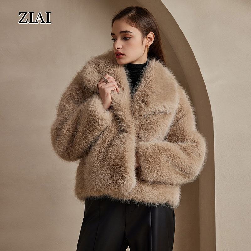 Rabbit Fur Jacket Ladies Fashion Warm Winter Coat