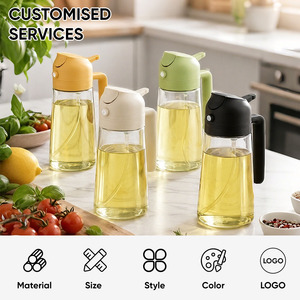 Botella pulverizadora de aceite de vidrio 2 en 1 de 470 ml con boquilla para verter, para cocinar y barbacoa, dispensador de aceite de oliva reutilizable de calidad alimentaria - Product Image 2