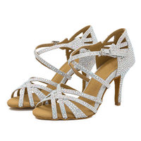 Chaussures de danse latine classiques personnalisées pour femmes, chaussures de salsa ornées de strass