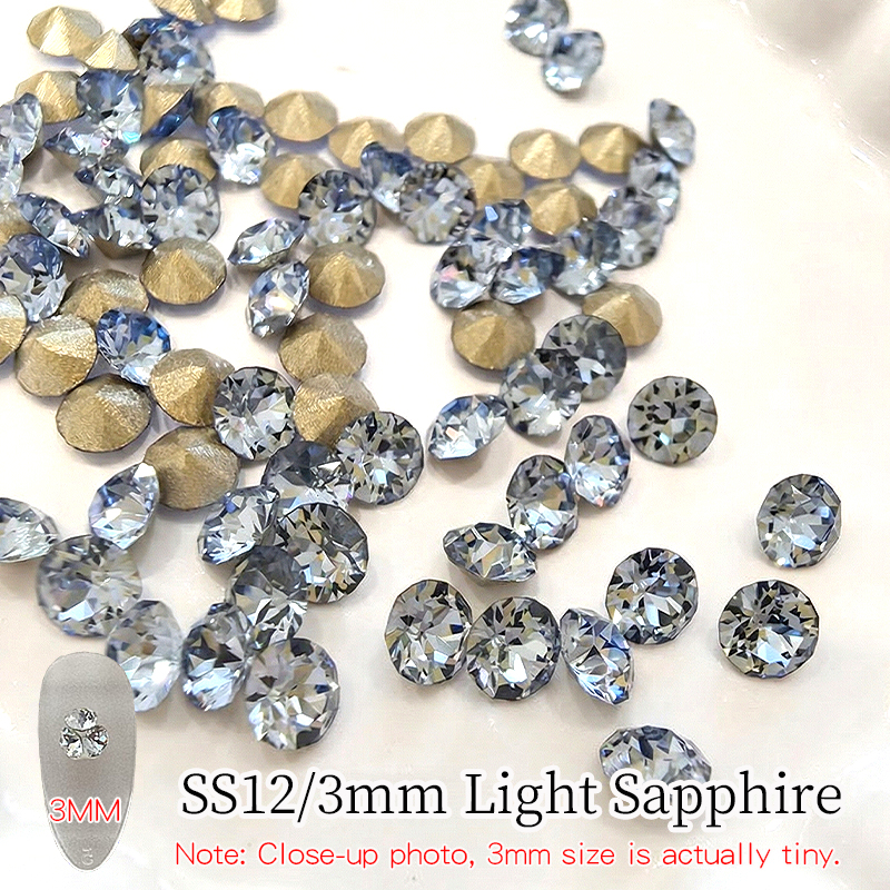SS12/3mm Light Sapphire 6pcs